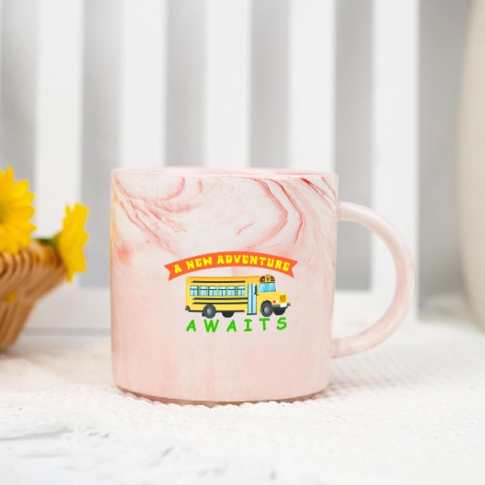 School Bus Awaits New Adventure Design Marble Mugs