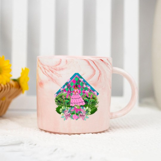 Queen in pink and green 6 Marble Mugs