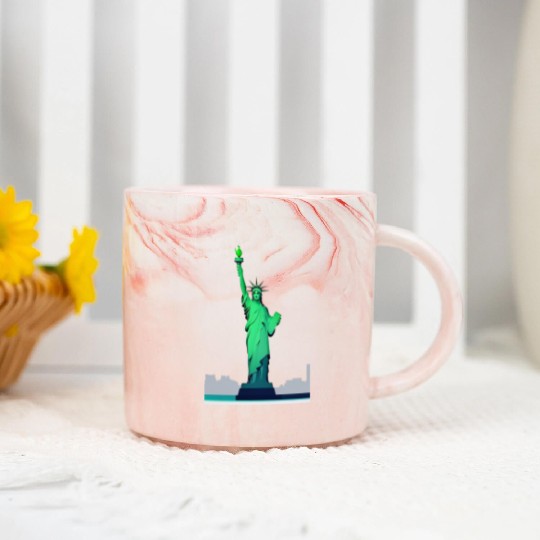 Modern Minimal Statue of Liberty – New York Icon Marble Mugs