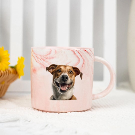 Joyful Jack Russell Dog Illustration Marble Mugs