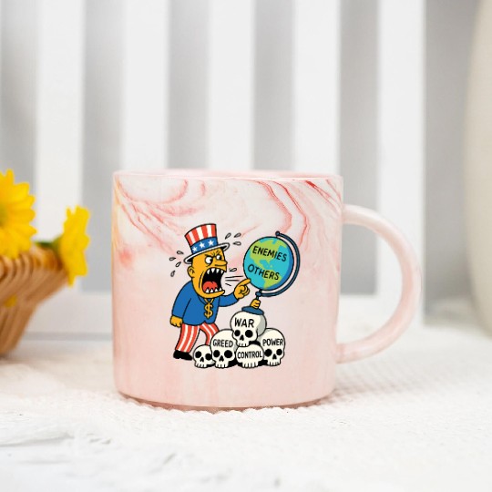 Angry Uncle America Confronts Global Enemies Marble Mugs