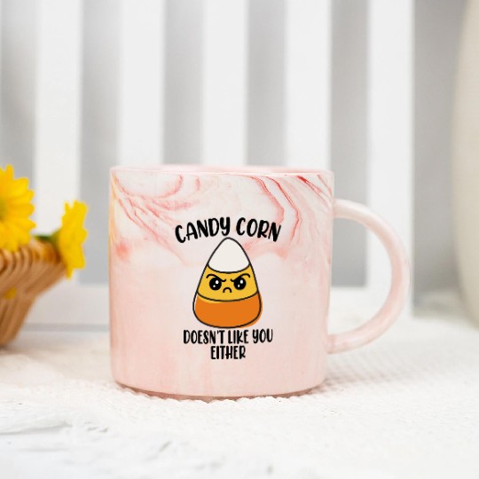 Candy Corn Funny Halloween Marble Mugs
