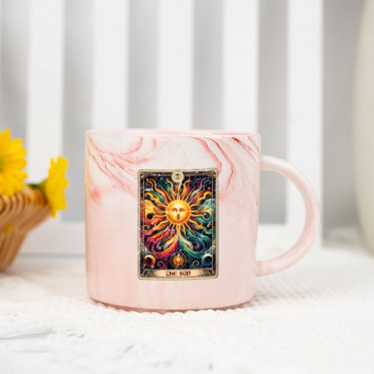 Distressed Grunge Worn Style The Sun Tarot Card Marble Mugs