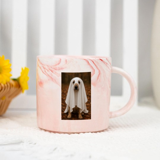 Autumn Forest Ghost Dog Tapestry Marble Mugs