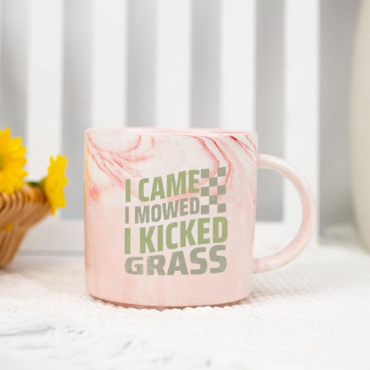 I Came I Mowed I Kicked Grass Mowing Victory  Marble Mugs