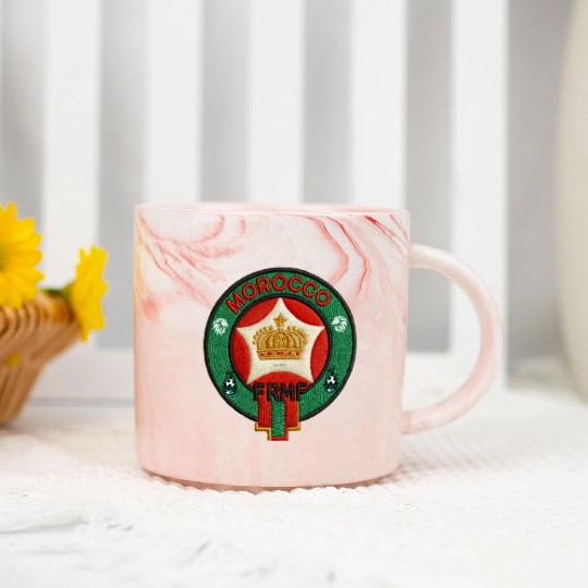 Morocco Football Federation Badge Marble Mugs