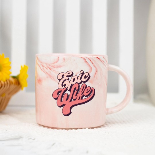 Retro Ethereal Vibe Epic Wife Marble Mugs