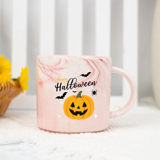 Pumpkin Jack O Lantern Halloween Design Marble Mugs