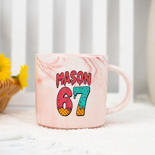 Mason 67 Ice Cream Cute Meme Six Seven Marble Mugs