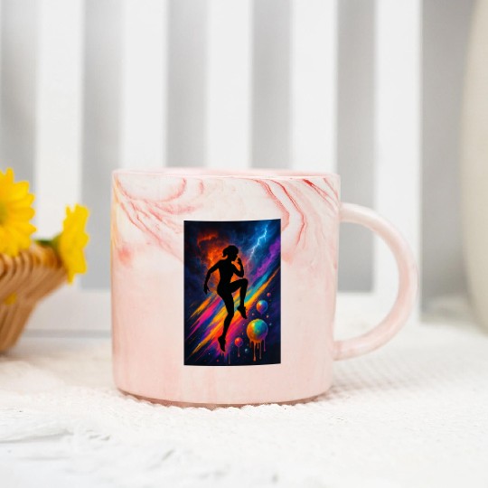 Celestial Storm Dance Silhouette Marble Mugs