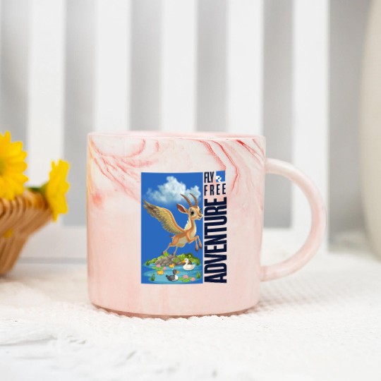 Flying Mythical Waterfowl with Adventure Theme Marble Mugs