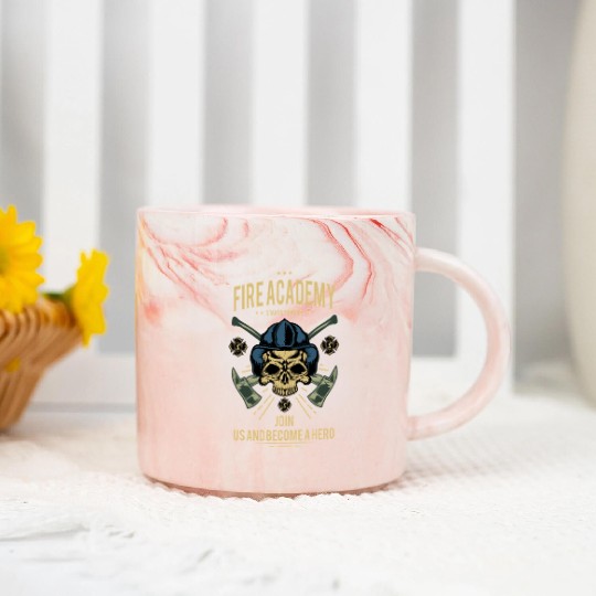 Fire Academy Skull Hero Design Marble Mugs