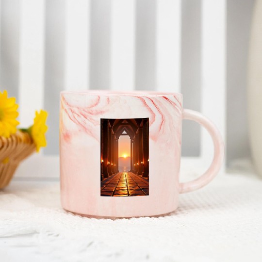 Hall of Embers Twilight over the Fjord Marble Mugs