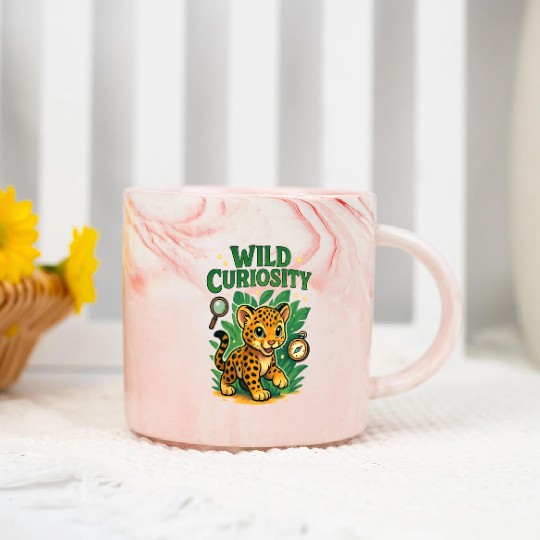 Wild Curiosity: Playful Jungle Leopard Marble Mugs