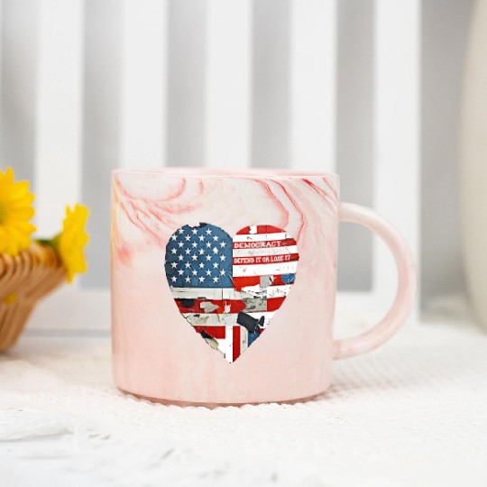 Democracy Defend It Or Lose It USA flag vintage  Marble Mugs