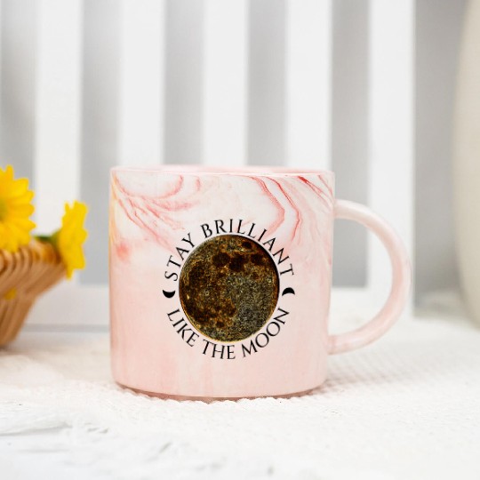 Full Moon Design – Black Lettering Quote Marble Mugs