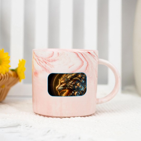 Fantasy Orb Dragon Logo Marble Mugs