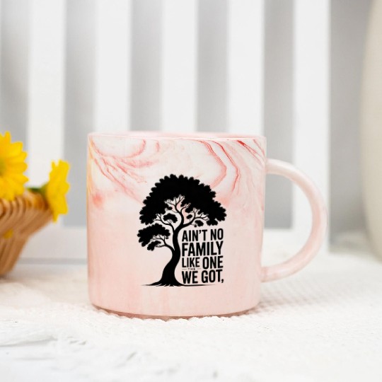 Family Tree Silhouette with Affirmation Marble Mugs