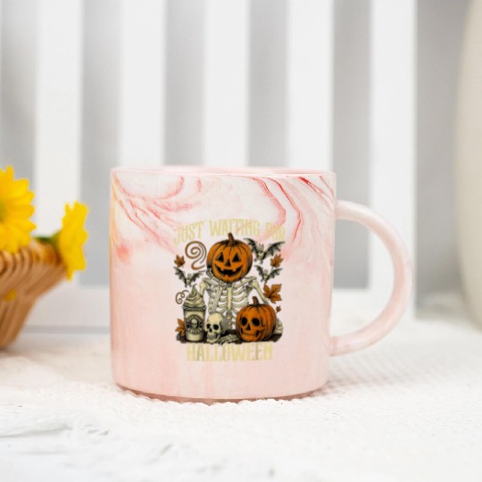 Just Waiting For Halloween Skeleton Spooky Season Marble Mugs
