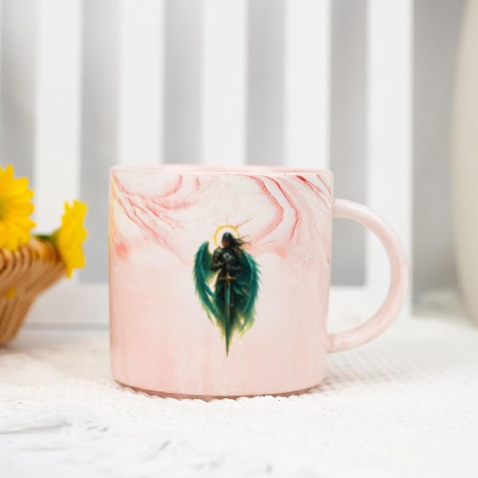 Celestial Guardian Angel Illustration Marble Mugs
