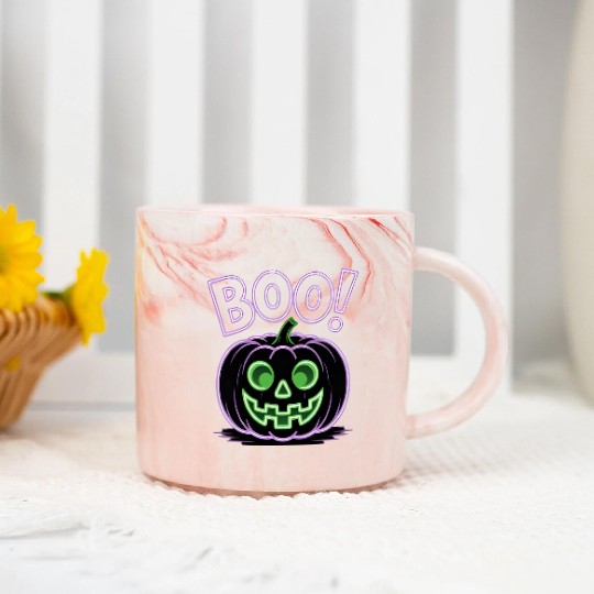 Neon Jack-O-Lantern Halloween Design Marble Mugs