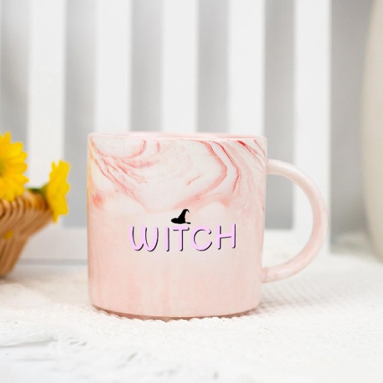 Enchanted Witchcraft Script Design Marble Mugs