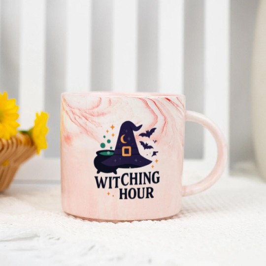 Witching Hour Night Scene Design Marble Mugs