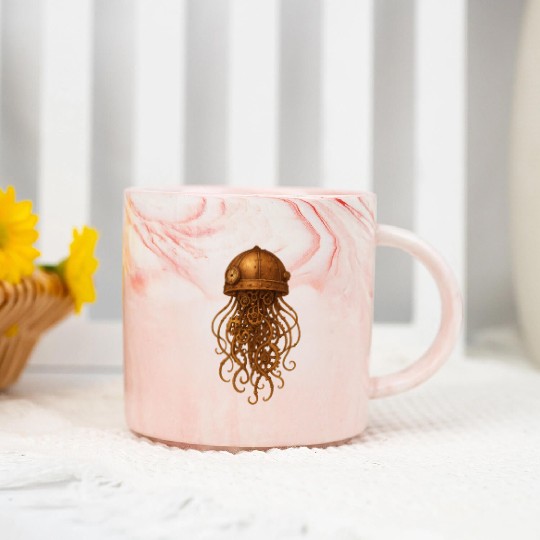 Steampunk Octopus Helmet Design Marble Mugs