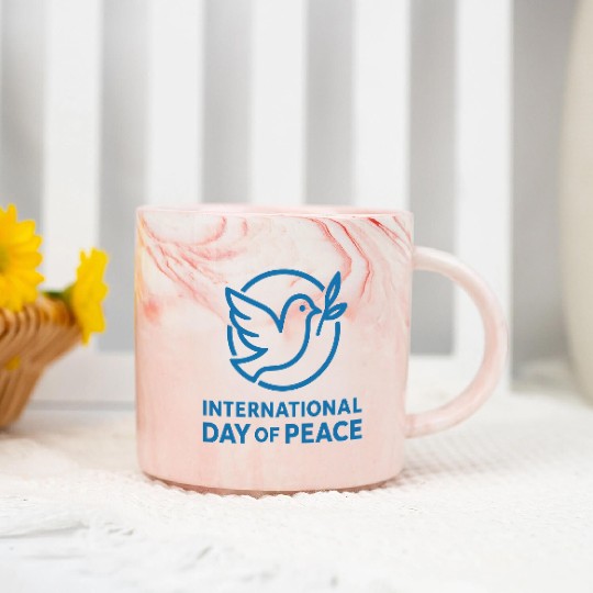 Peace Dove with Olive Branch Illustration Marble Mugs