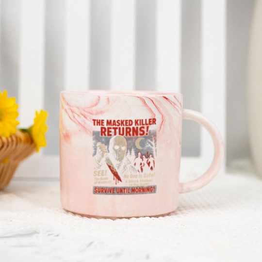 Masked Killer Returns Slasher Movie Poster Vintage Marble Mugs