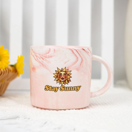 Sun and Smiley Face Motivational Design Marble Mugs