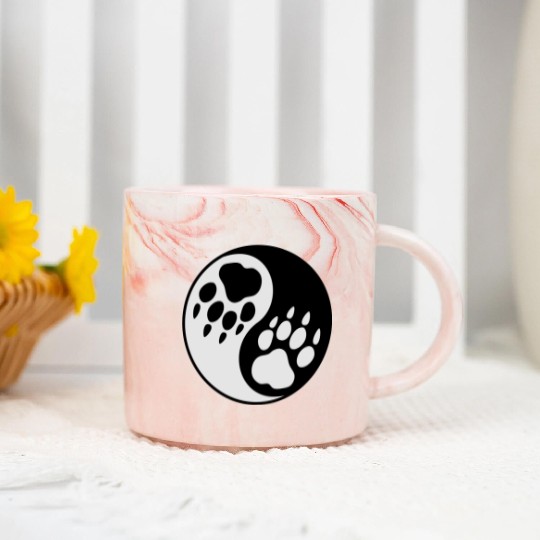 wolf paw ying yang Marble Mugs