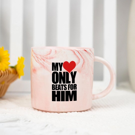 My Heart only_beats_for_him Marble Mugs