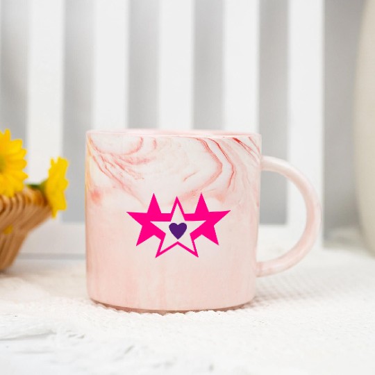 ♥★Lovely Heart Embraced by three Stars★♥ Marble Mugs
