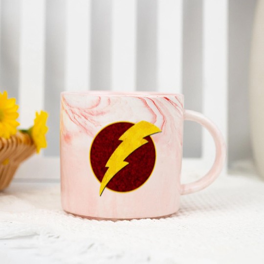 Retro Super Hero Lightning Bolt Marble Mugs