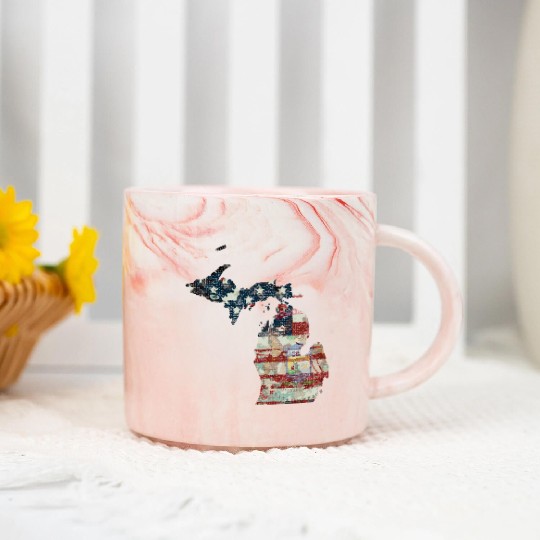State And Country Michigan Patriot Flag State Tees Marble Mugs