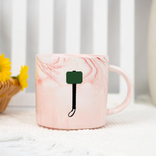 Thor Hammer Silhouette Marble Mugs