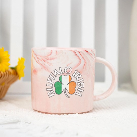 Buffalo Irish Shamrock Flag Clothing Marble Mugs