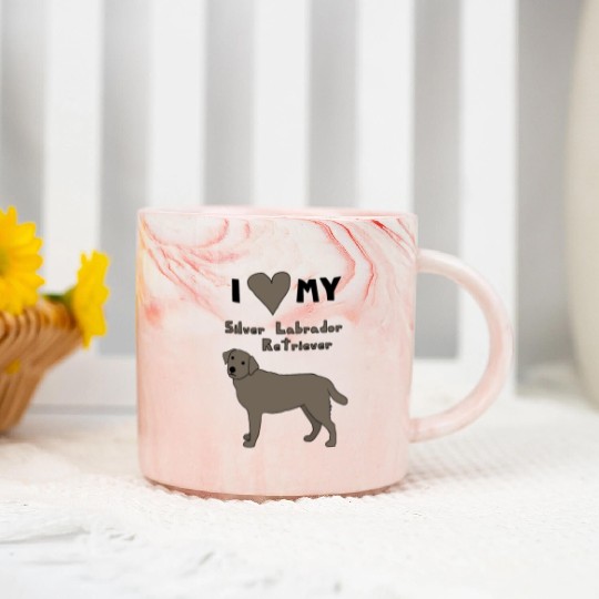 i heart my silver labrador retriever Marble Mugs
