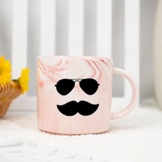 Aviators and Mustache - Father's Day - Movember Marble Mugs