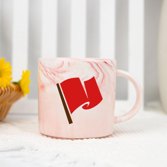 Waving Red Flag Marble Mugs