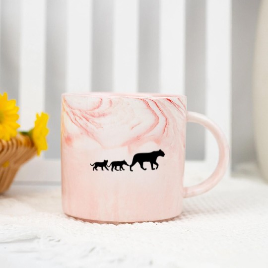 Lioness and lion cubs Marble Mugs