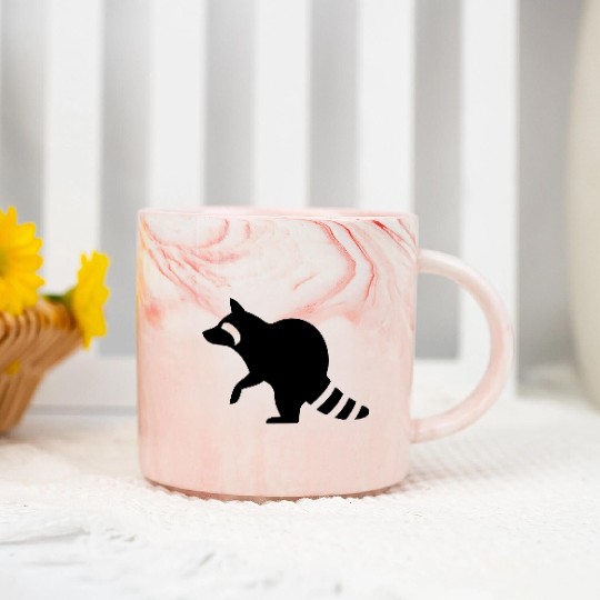 Raccoon Silhouette Marble Mugs