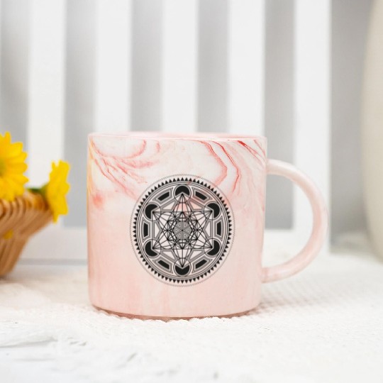 METATRONS CUBE sacred geometry flower of life yoga Marble Mugs