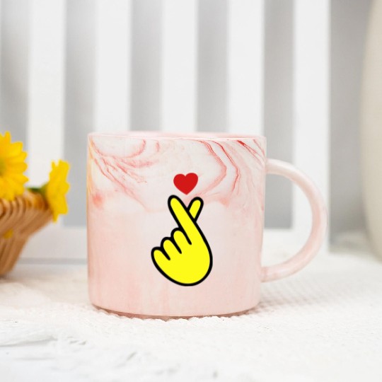 ♥I Love You-Cute Korean Finger Heart Sign♥ Marble Mugs