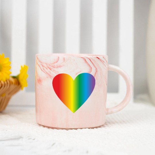 Lgbt rainbow heart, gay heart Marble Mugs