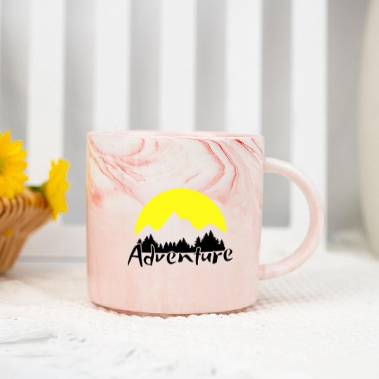 Nature Adventure, Mountains and Forest Marble Mugs