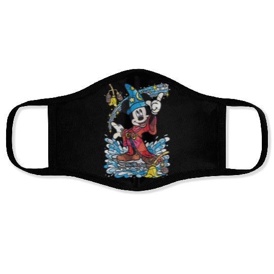 Disney Fantasia Sorcerer Mickey Mouse Magic Wizard Retro Face Masks, Magic Kingdom Face Masks Family Birthday Gift