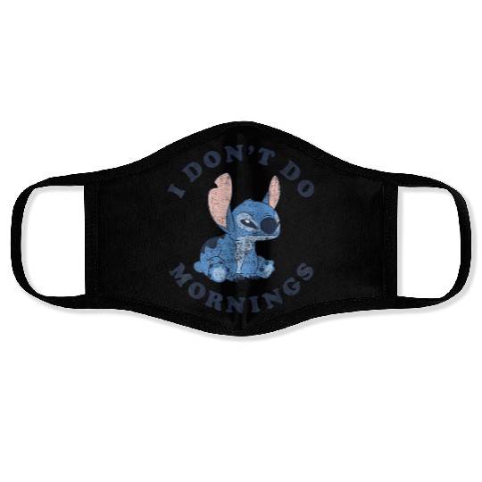 Disney Lilo Stitch I Dont Do Mornings Distressed Face Masks