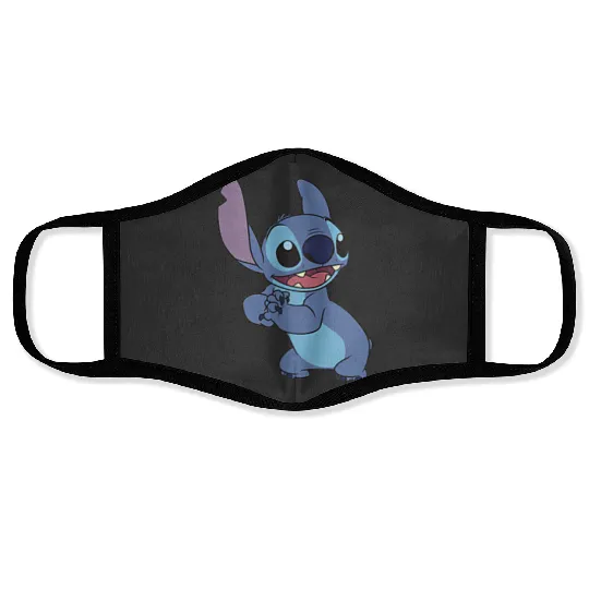 Disney Lilo Stitch Cute Stitch Pose Left Chest Pocket Logo Face Masks